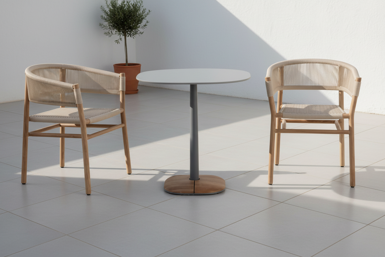 KONYA Teak Armchair in Beige