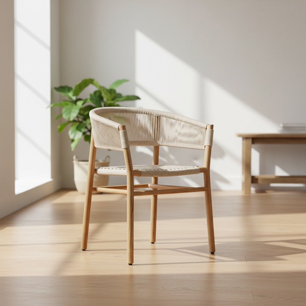 KONYA Teak Armchair in Beige