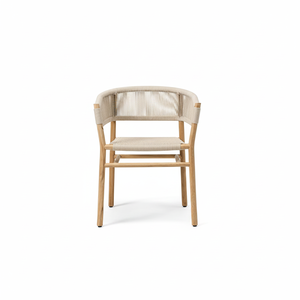 KONYA Teak Armchair in Beige