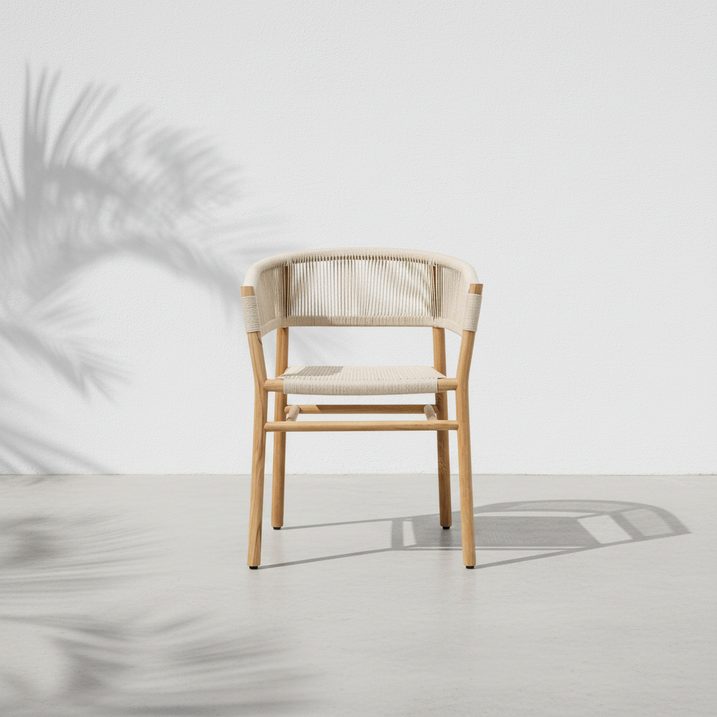 KONYA Teak Armchair in Beige