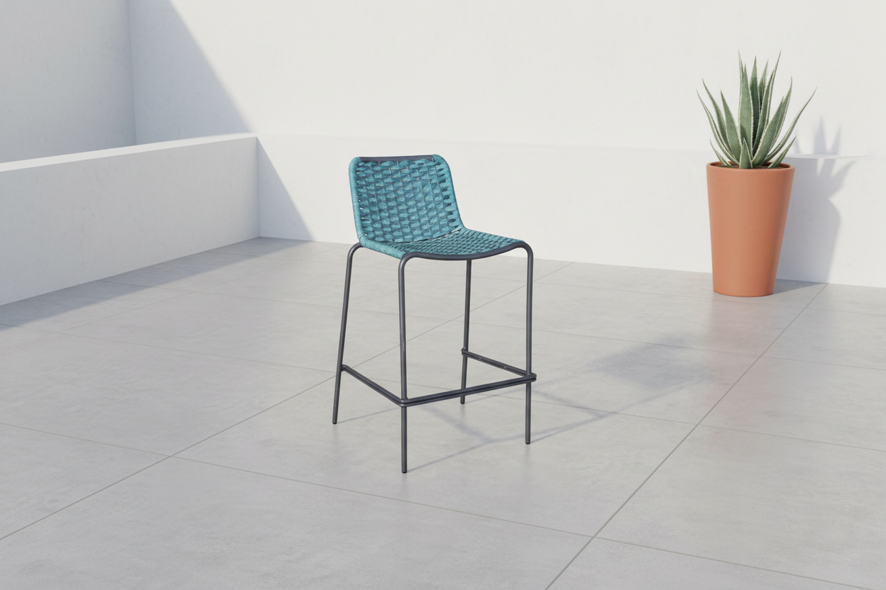 PALMA Stool in Anthracite and Cyan