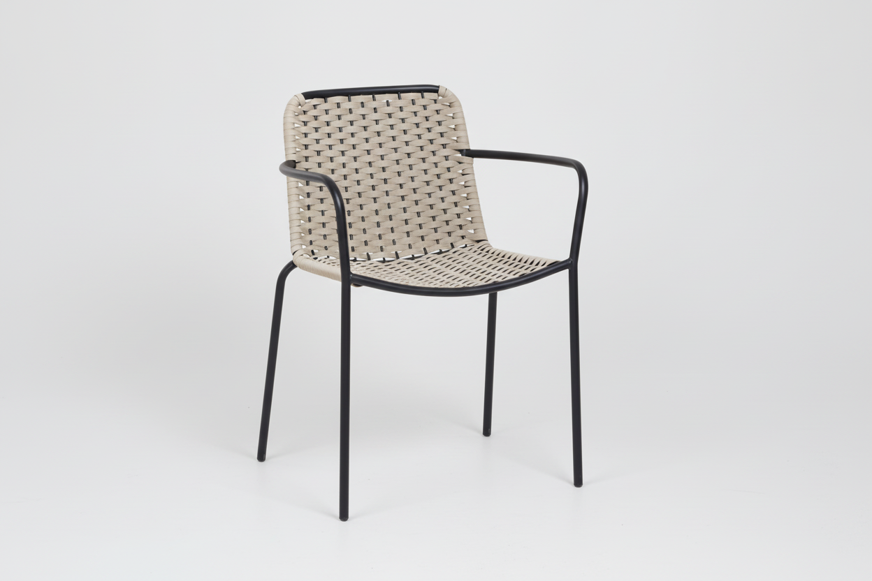 PALMA Armchair in Anthracite and Beige
